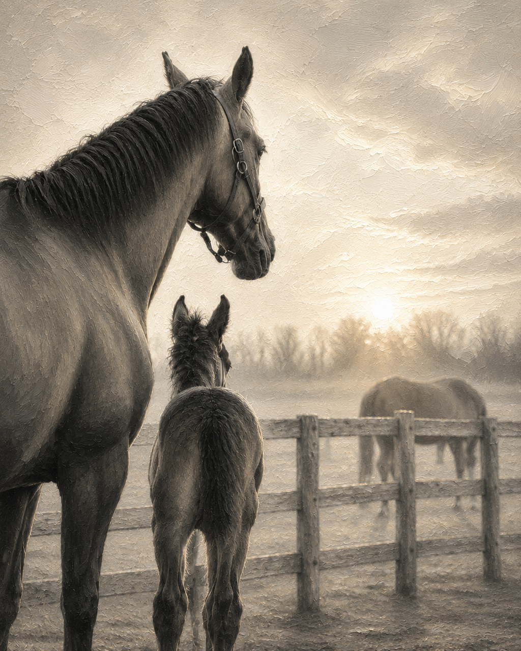 Mare and foal light