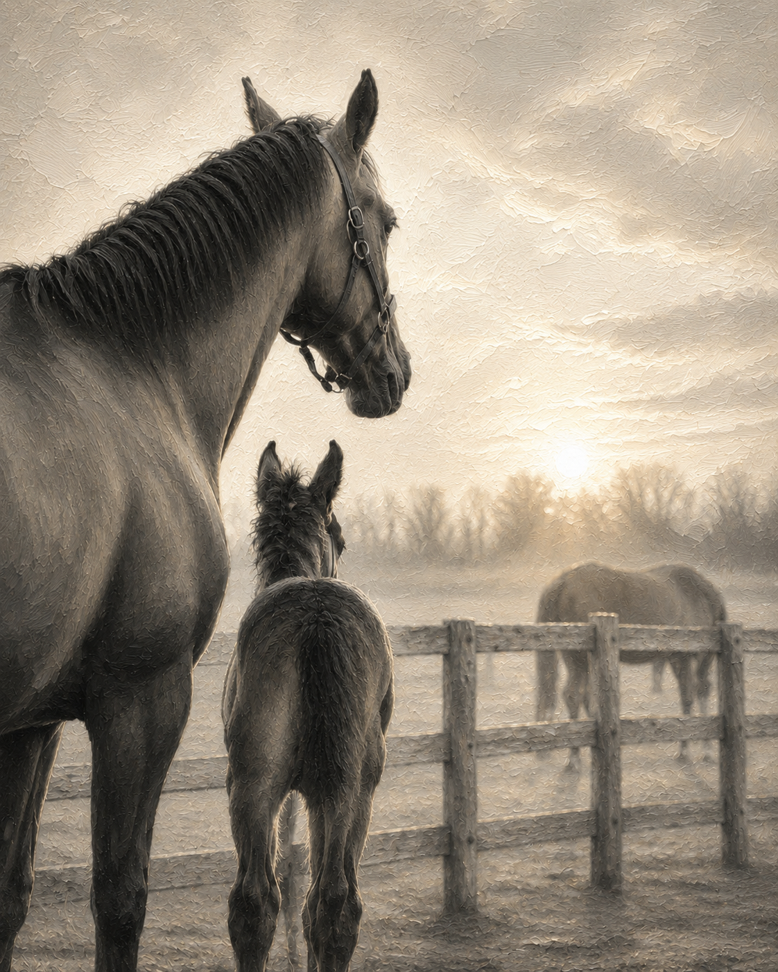 Mare and foal light