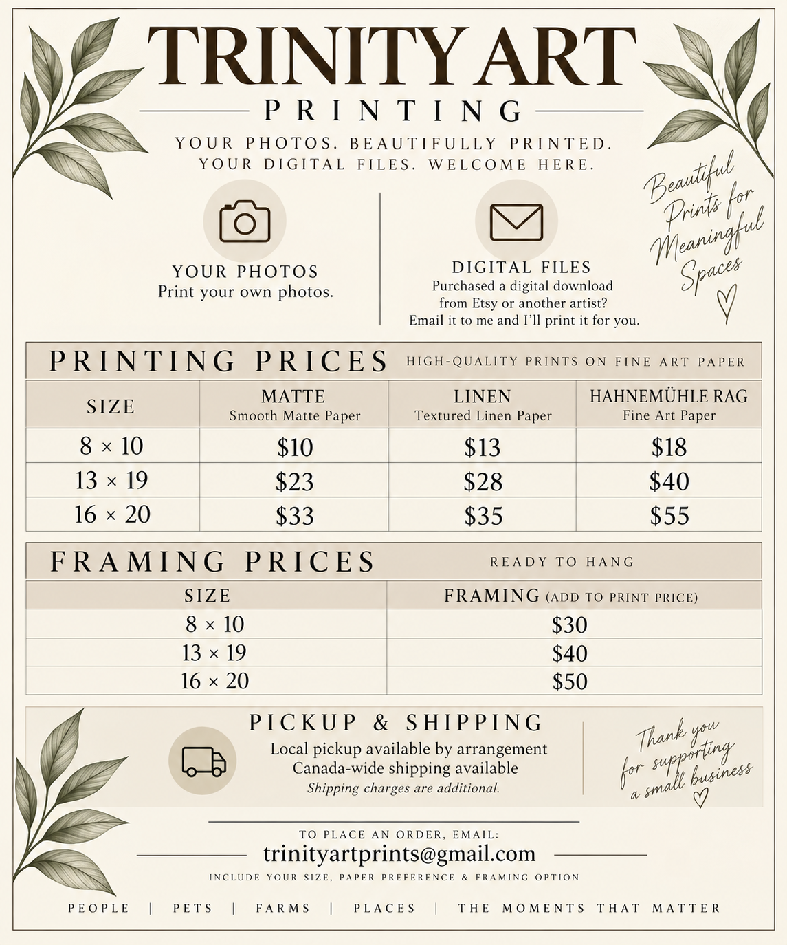 Custom Printing and Framing